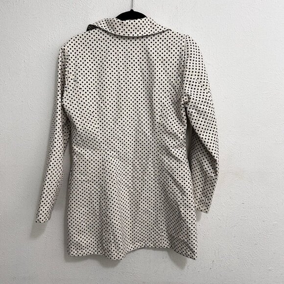 Vintage Floral Polka Dot Reversible Mod Car Coat Brown Ivory Button Front Size S - Picture 8 of 11